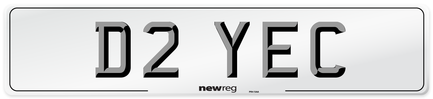 D2 YEC Number Plate from New Reg
